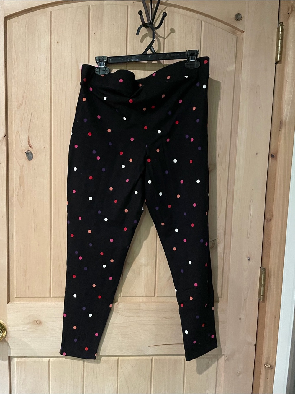 torrid Black Leggings with Red, Pink, Purple, White & Orange Polka Dots